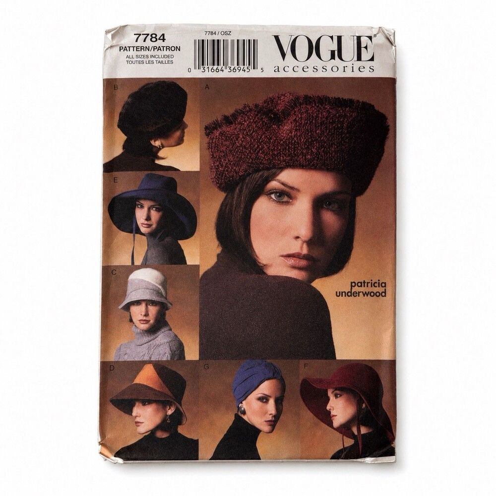 Vogue Accessories 7784 Patricia Underwood Hat Pattern Uncut